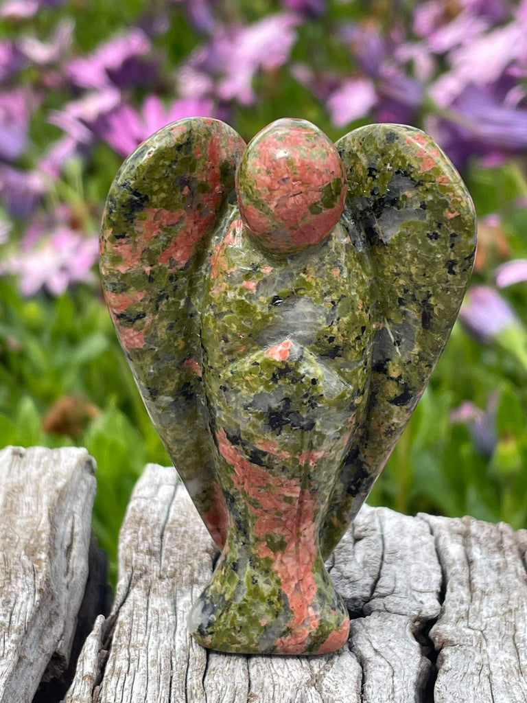 Jasper Unakite Angel Carving - Healing. Balance. Ward of Negative Energy