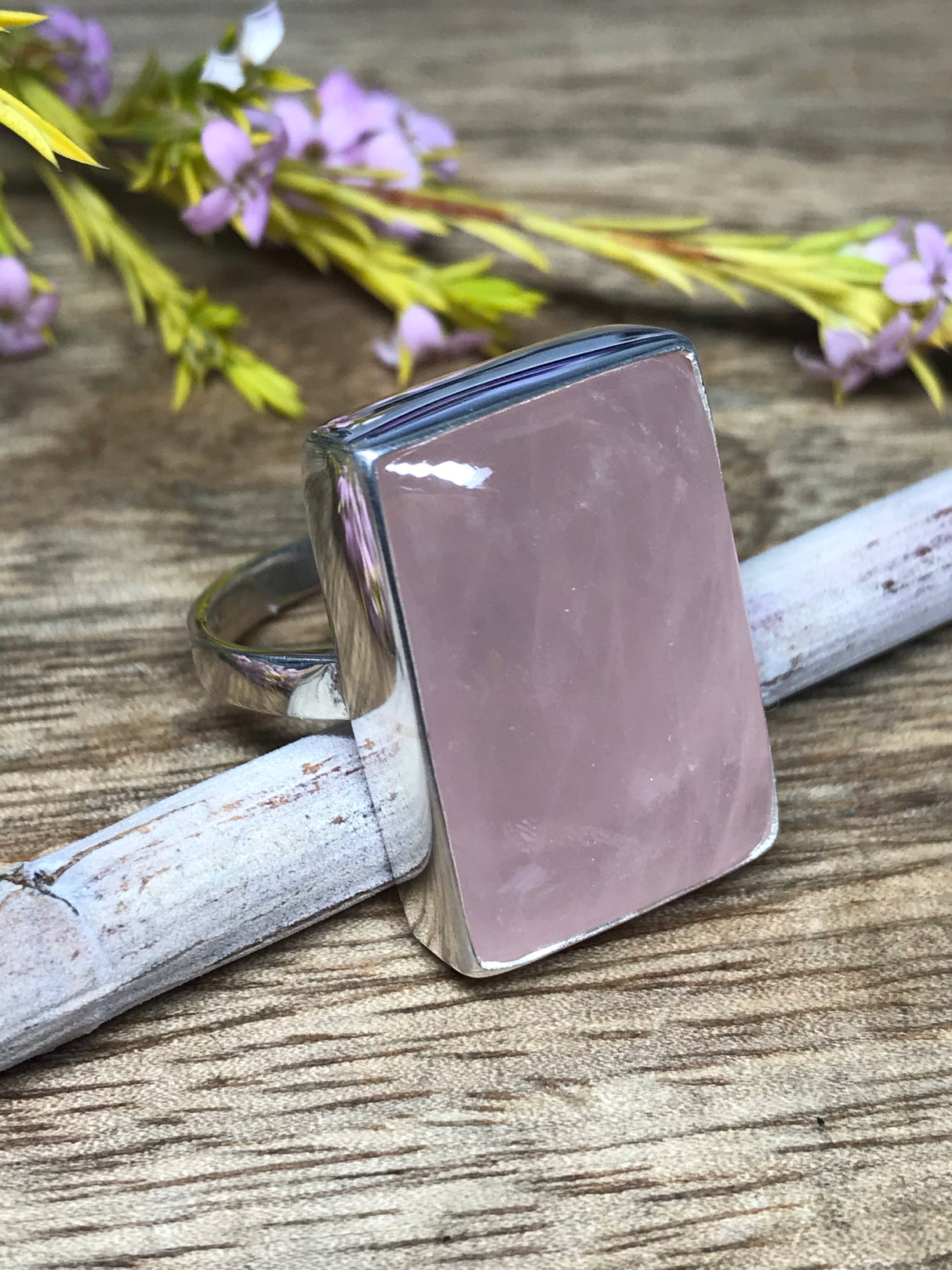 Rose Quartz XL Ring Size 11 - Love & Stress Relief