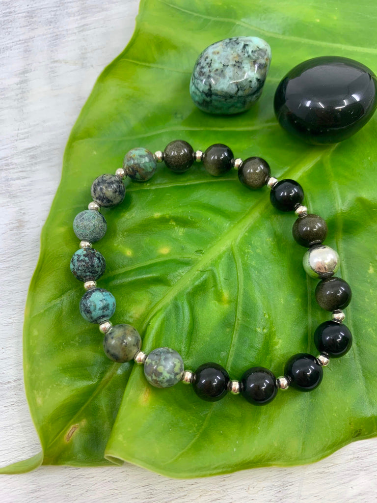 African Turquoise Sterling Silver Bracelet - Friendship