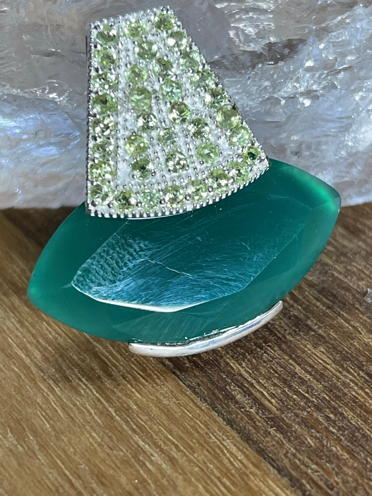 Green Onyx & Peridot Silver Pendant  - Inner Strength. Stress Relief.