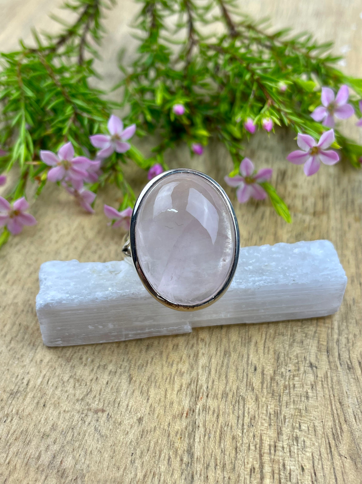 Rose Quartz Ring Size 8 - Love & Stress Relief
