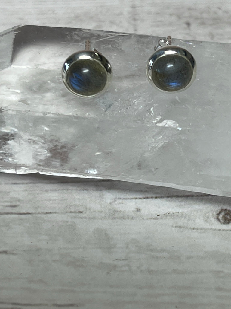 Labradorite Stud Silver Earrings - Magic