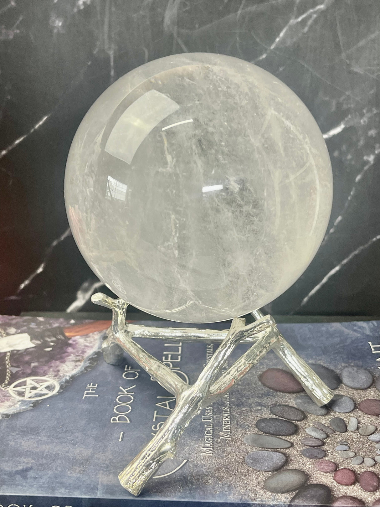 Clear Quartz Sphere from Madagascar 1.745kilo - 11cm - “I have the power to manifest all my dreams and desires”.