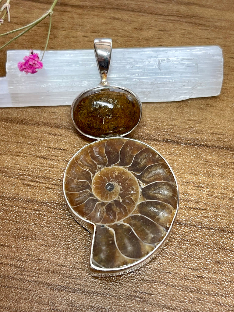 Ammonite Large Sterling Silver Pendant & Chain - New Beginnings