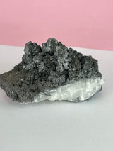 Galena sitting on top of a Fish Selenite 680g